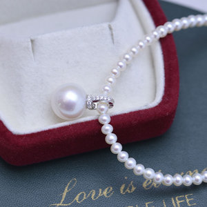 Collier clavicule en argent S925 Zhuji Lulutong avec pendentif en perle d'eau douce de 7,5 à 8 mm, perle microcap, collier en perle d'eau douce en gros - Product Image 4