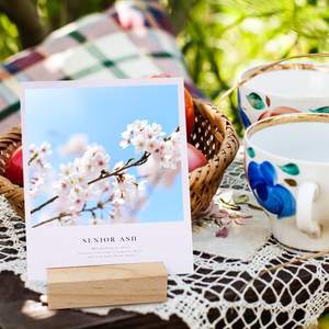 كأس تقويم خشبي من خشب الصنوبر مخصص قاعدة صورة حامل بطاقة عمل قائمة خشبية بقاعدة خشبية - Product Image 3