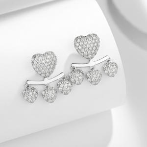 Ruizuan Sterling <b>Jewellery</b> Summer Heart Earring Jewelry Bulk Wholesale Small Sier Earrings Moissanite Cluster - Product Image 2