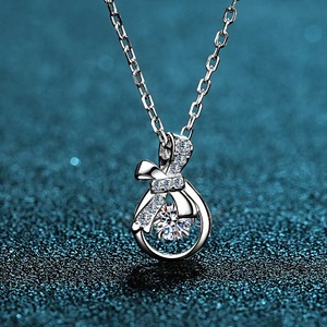 Bow-knot Diamond Necklace 18k Real Solid White Gold VVS1 D Clarity Lab Grown Diamond Necklace for Gift - Product Image 2