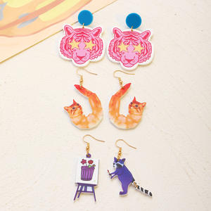 مضحك الإبداعية الاكريليك الراكون الثوم القرط المجوهرات لفتاة Y2K الملحقات شخصية الأقراط الضفدع - Product Image 3