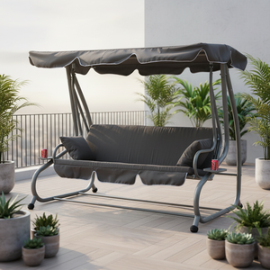 3 Seater Outdoor <b>Patio</b> <b>Swing</b> Hanging Chair Garden with Metal Stand Outfitting Furniture - Product Image 2