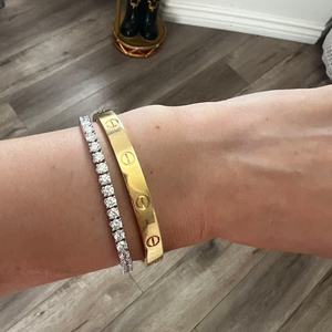 カスタマイズ可能18KゴールドテニスブレスレットAU750 VVS VSダイヤモンドバターカップスカラップクラシックダイアナチャーリークラウドラボファインバングル - Product Image 2