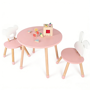 Set Moderno di Scrivania e Sedie per Bambini in Legno, Tavolo Rotondo Ecologico per Scuola e Camera da Letto - Product Image 3