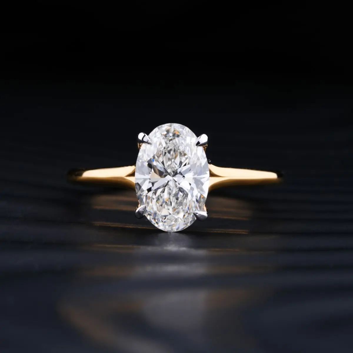 טבעת נישואין סוליטר יהלום בצורת אליפסה 1.5 קראט לנשים מייצור תכשיטים