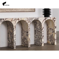 Table console d'entrée en marbre Calacatta Viola naturel Tostone, meubles d'intérieur pour entrée, salon, maison, villa, décoration
