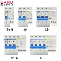 Disjoncteur miniature industriel EARU 1P+N/2P/3P+N/4P 6A-63A 400V 6kA Capacité de coupure Interrupteur différentiel en plastique DZ47LE-63