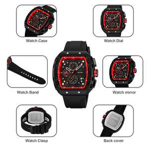 <span class=keywords><strong>Montre</strong></span> de Sport SKMEI 9341 Six Aiguilles avec Grand Cadran, Design Rectangulaire Creux Unique, <span class=keywords><strong>Montre</strong></span>-Bracelet à Quartz avec Chronographe <span class=keywords><strong>et</strong></span> Date Automatique - Product Image 5