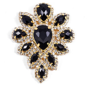 Oleeya光沢クリスタルビーズラインストーンシルバーボタンティアドロップグラスフラットバックネックレスBodiceアップリケアクセサリー用 - Product Image 4