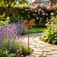 Piquets de jardin en métal personnalisés en forme d'abeille, sculpture en métal rouillé pour la décoration extérieure de la cour, du jardin et des parterres de fleurs