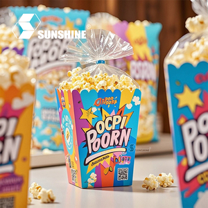 Custom Disposable Eco-friendly Retail Food Paper Organic Corn <strong>Popcorn</strong> Snack Packaging Manufacturer