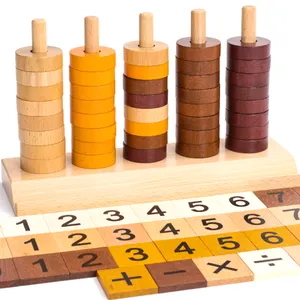 Educação precoce das crianças puzzle matemática ábaco de madeira