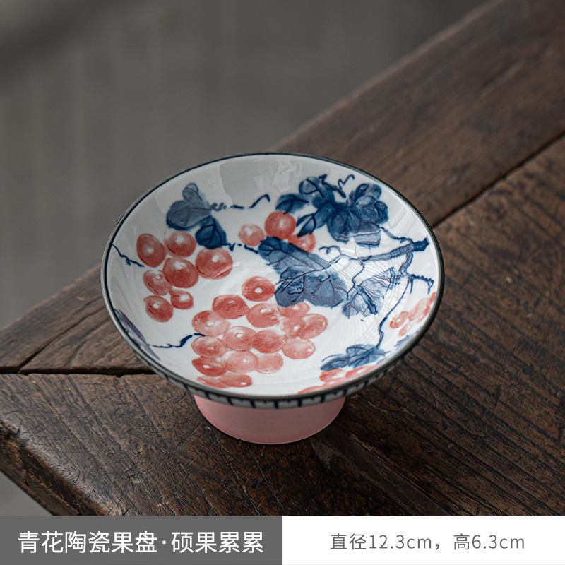 Blue and Flower Fruit Plate small size Fruitful