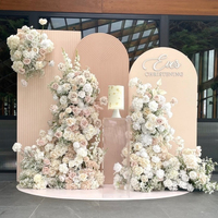 Arche de toile de fond en PVC personnalisée pour événements festifs, décoration de scène vintage pour mariage, support de toile de fond en acrylique blanc avec guirlande florale – Grande Vente