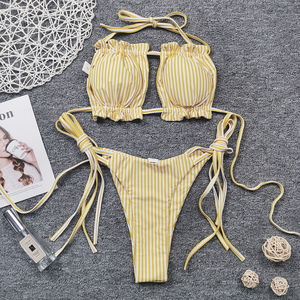 Nueva llegada <span class=keywords><strong>Bikini</strong></span> Bandeau con rayas y estampado de Paisley Técnica de ganchillo hecha a mano Bokong colombiano sexy-Personalizado o al por mayor - Product Image 6