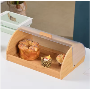 Contenedor Semicircular de Bambú para Almacenar Pan con Tapa de Plástico, Organizador de Pan de Bambú - Product Image 3