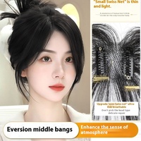 LONGFOR Femmes Noir Dentelle Remy Hair Grade Invisible Edge Clip-in Front Patch Bangs Natural Hairpiece Fringe As Baby