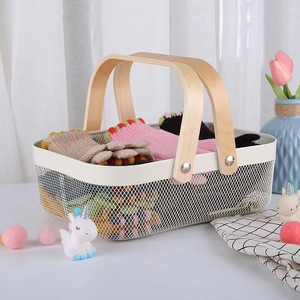 Hot Bán Dây Sắt Lưu Trữ Giỏ Phòng Tắm Lưu Trữ Organizer Giỏ Lưu Trữ Di Động Container Cho Nhà Bếp - Product Image 1