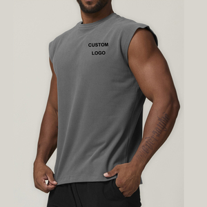T-shirt de fitness décontracté délavé à la pierre pour hommes <span class=keywords><strong>Débardeur</strong></span> tricoté pour Gym Sports Basketball <span class=keywords><strong>Tennis</strong></span> Hip Hop Basketball <span class=keywords><strong>Tennis</strong></span> sans manches - Product Image 3