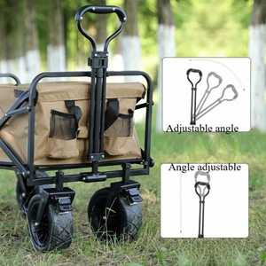 Heavy Duty Large Capacity <b>Foldable</b> Beach Shopping Utility <b>Cart</b> Collapsible 4-Wheel PVC Wheels OEM Customizable Outdoor Trolley - Product Image 4