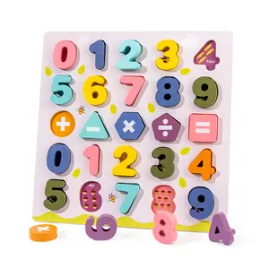Mainan angka huruf belajar pendidikan, teka-teki kayu Puzzle alfabet permainan yang cocok untuk anak-anak papan kayu C