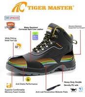 Bottes de sécurité en cuir Tiger Master pour hommes, embout en acier, anti-perforation, antistatiques, antidérapantes, résistantes à l'huile, pour la construction et l'industrie
