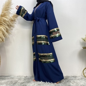 1811 #   Abaya Sencilla para Mujeres Musulmanas, con Lentejuelas Brillantes, Transparente, Cárdigan de Moda Islámica, Kaftán de Dubái - Product Image 3