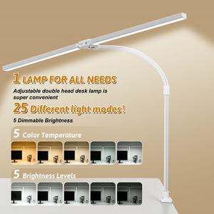 Lámpara de Escritorio LED para Oficina, Hogar, Lectura y Estudio - Lámpara de Trabajo para Arquitectos con Cuidado para la Vista, Ajustable, Flexible, con Pinza y Cuello de Cisne - Product Image 4