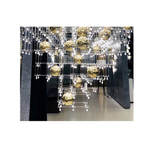 Lámpara de Araña de Cristal con Acabado Dorado, Base para Bombilla LED E26, 3500K Blanco Cálido, Control de Interruptor, Regulable, Altura Ajustable, Lámpara Colgante Grande - Product Image 2