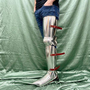 Griffes et sabatons médiévaux en acier faits à la main, imitation antique moderne, armure complète de jambe gaufrée pour chevaliers, SCA, cosplay - Product Image 3