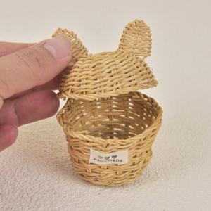 Cesto portaoggetti in rattan fatto a mano, modello in scala 1/12 della bambola <span class=keywords><strong>Maileg</strong></span>, utilizzato come mini mobile decorativo - Product Image 4