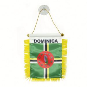 Custom Logo DOMINICA Pennant <b>Flag</b> with Digital Printing for Car Rearview Mirror and Home Decoration for Education - Product Image 1