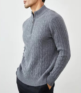 Suéter con Capucha y <span class=keywords><strong>Cuello</strong></span> <span class=keywords><strong>Alto</strong></span> de Lana/Cachemira para <span class=keywords><strong>Hombre</strong></span>, Tallas Grandes, con Cierre de 1/4, Diseños Personalizados con Logotipo, ODM, Invierno - Product Image 3