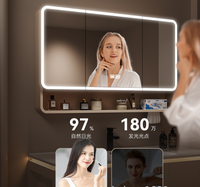 Design moderne, étagère de rangement pour miroirs LED en aluminium, tenture murale courbée, lumière intelligente, organisateur de maquillage pour hôtels et salles de bain