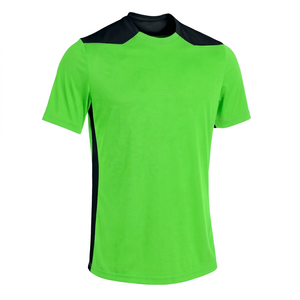 Maillot de football vert pour homme, manches courtes, col rond, évacuation de l'humidité, 100 % polyester, design à blocs de couleur unie - Product Image 1