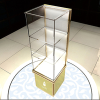 Hochwertige bodens tehende Uhren Vitrine Glass chmuck Einzelhandel geschäft Museum Vitrine Stand ausrüstung mit LED-Licht