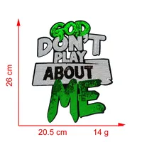 Patch thermocollant brodé de sequins coloré 'God Don't Play About Me' pour sweats à capuche, chapeaux et sacs