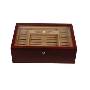 DS Luxury Lacquer Handcrafted Cedar Glass Top Portable Cabinet <b>Humidor</b> <b>Cigar</b> Box with Lock Wholesale - Product Image 4