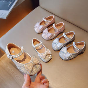 <span class=keywords><strong>Chaussures</strong></span> plates souples fantaisie pour enfants, motif nœud pailleté, style princesse, pour filles, vente en gros, mode, mignonnes, pour mariage - Product Image 1