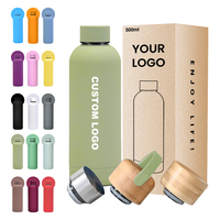 Logo personnalisé 500Ml givré doux au toucher double paroi isolé sport flacons sous vide et thermos bouteille d'eau de fitness en acier inoxydable