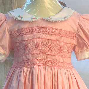 Vêtements fille smockés vêtements pour enfants robe en coton fait main fleur rose pour enfant bébé fille personnalisé en gros - Product Image 3