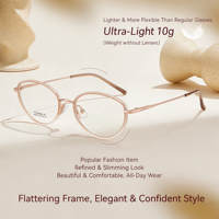 M6267 Montures de lunettes élégantes, ultra-légères, effet lifting, œil-de-chat, qui affinent le visage et rajeunissent, avec plaquettes de nez en silicone souple