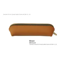 Tempat pensil siswa sederhana buatan tangan langsung dari pabrik tempat penyimpanan alat tulis perguruan tinggi dompet koin kulit tebal untuk pelajar
