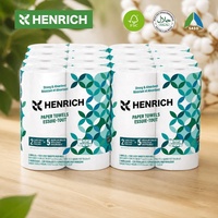 HENRICH - Rollo de Papel de Cocina de Bambú de 1 Capa, Económico, al por Mayor, Toallas Súper Absorbentes y Suaves para Cocina Comercial y Hogar