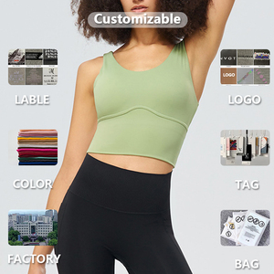 Tops de Fitness de secado rápido de alta elasticidad de transporte acanalado de nailon de alta calidad, almohadillas fijas para sujetador, <span class=keywords><strong>tirantes</strong></span>, sujetador de Yoga - Product Image 6