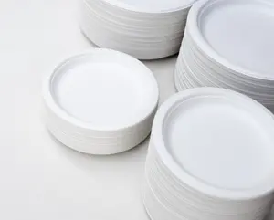 패스트 푸드 테이크 아웃 사용자 정의 생분해 성 사탕 수수 Bagasse Disposables 자연 흰색 라운드 종이 접시