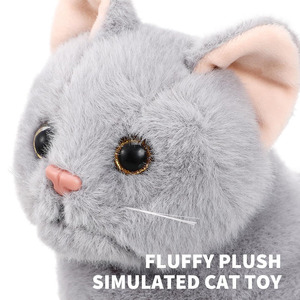 Peluche de Gato Gris, Juguete de Peluche Realista, Muñeco de Gatito, Regalos de Cumpleaños para Niños y Niñas, Juguete de Peluche de Gato Gris con Pelo Sintético - Product Image 3