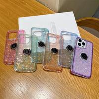 3 en 1 Porte-bague antichoc Couche époxy Paillettes Design Housse de téléphone portable pour TECNO SPARK 30C