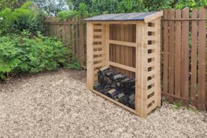 Timbela Cobertizo de almacenamiento de leña de madera duradero de 1,75 M3 Capacidad 0.97m2 Muebles de jardín Estilo natural Dimensiones W184 X L86 - Product Image 6