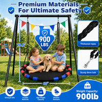 Balançoire ronde pour enfants Zoshine, tissu durable, hauteur réglable, unisexe, balançoire robuste pour enfants, pour parc extérieur, aire de jeux publique